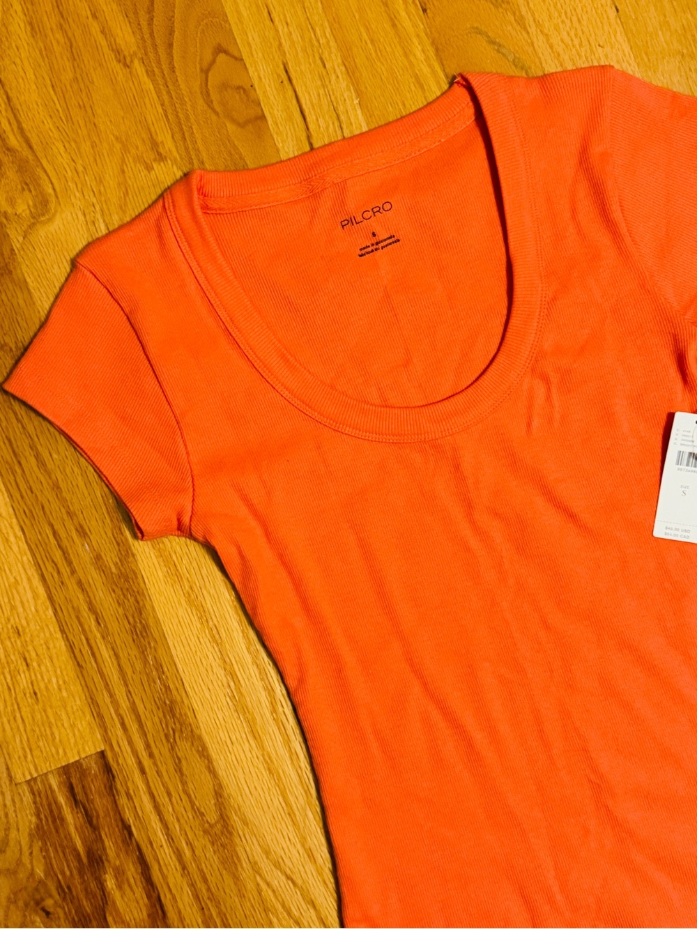 Pilcro Scoop Neck Ribbed Women’s Small Tee Bright Poppy Red Anthropologie